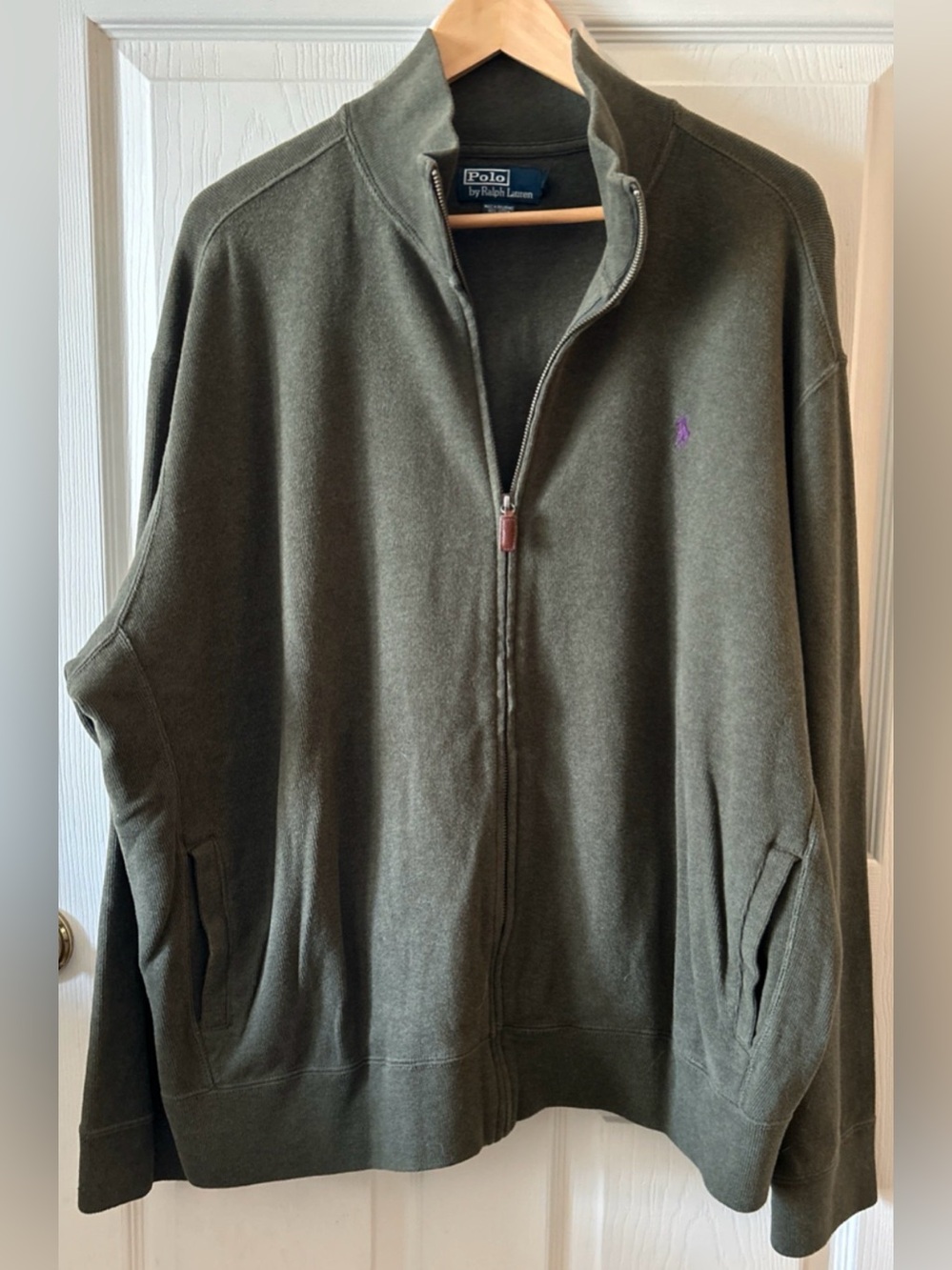 Vintage Polo Ralph Lauren Gorpcore Neutral Green Zip Sweater Jacket Sz 2XL FALL